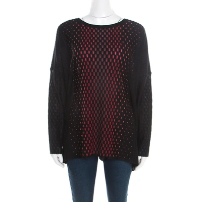 Pre-owned M Missoni Black Patterned Dobby Knit Boxy Jumper Top M