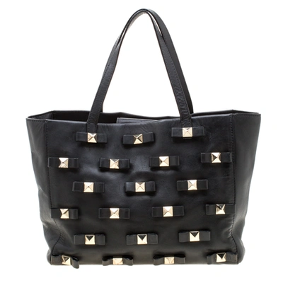 Pre-owned Kate Spade Black Leather Bow Terrace Janis Tote