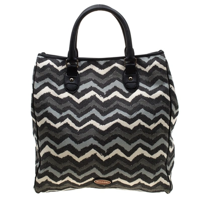 Pre-owned Missoni Multicolor Wave Printed Canvas And Leather Tote