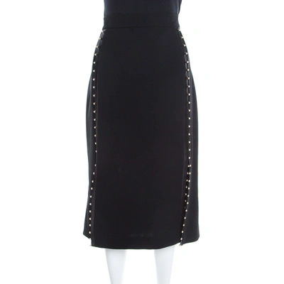 Pre-owned Altuzarra Black Crepe Bead Embellished Welkes Midi Skirt L