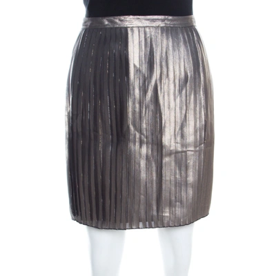 Pre-owned Tory Burch Metallic Pleated Audra Skirt M