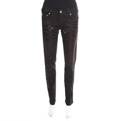 Pre-owned Just Cavalli Black Washed Denim Crystal Embellished Skinny Jeans M