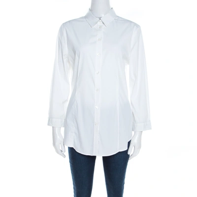 Pre-owned Burberry London White Stretch Cotton Long Sleeve Button Front Shirt M