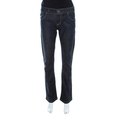 Pre-owned Emporio Armani Indigo Dark Wash Denim Flared Jeans M In Blue