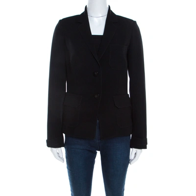 Pre-owned Balenciaga Black Crepe Stretch Knit Patch Pocket Detail Structured Blazer S