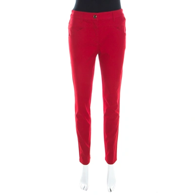 Pre-owned Escada Garnet Red Stretch Denim Teresa Straight Leg Jeans M