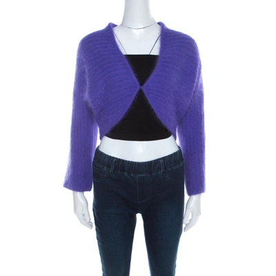 Pre-owned Escada Purple Angora Blend Button Front Fuzzy Bolero L