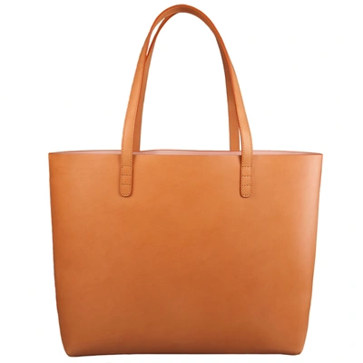 Pre-owned Mansur Gavriel Cammello/rosa Leather Large Tote In Brown