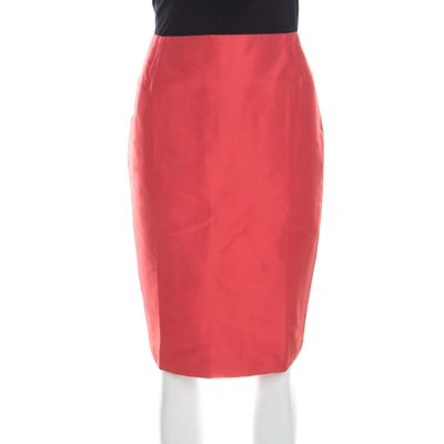 Pre-owned Escada Burnt Orange Silk Pencil Skirt M