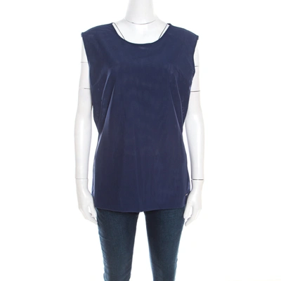 Pre-owned Escada Sapphire Blue Mesh Sleeveless Egle Blouse L