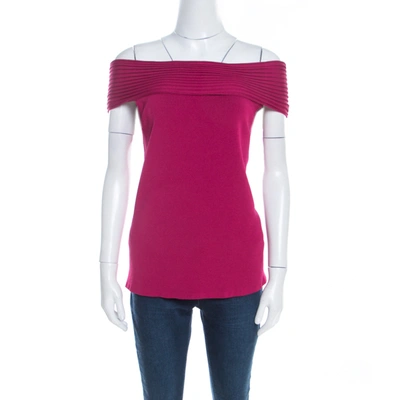 Pre-owned Escada Magenta Pink Rib Knit Off Shoulder Sleeveless Top M