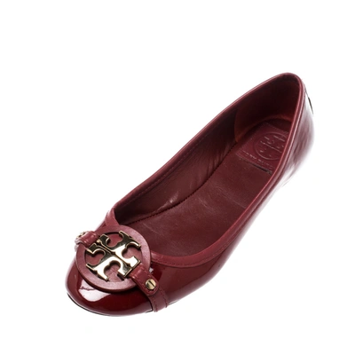 Pre-owned Tory Burch Red Patent Leather Aaden Ballet Flats Size 36.5