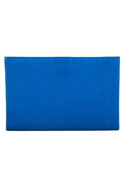 Pre-owned Jil Sander Blue/white Leather Triple Colour Block Clutch