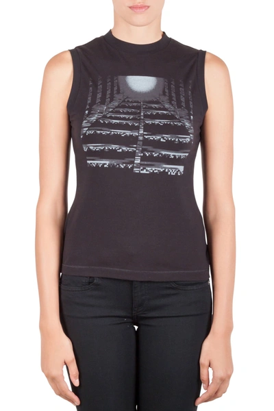 Pre-owned Peter Pilotto Black Cotton Pixel Moon Printed Tank Top M