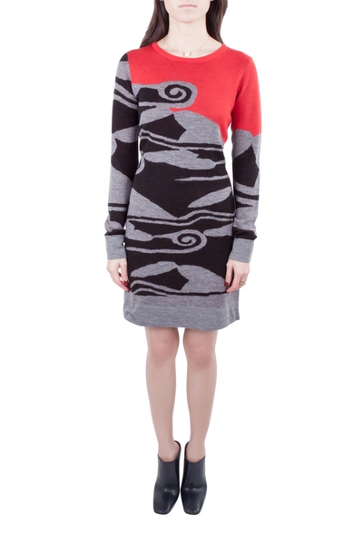Pre-owned Diane Von Furstenberg Multicolor Intarsia Cloud Patterned Wool Sweater Dress S