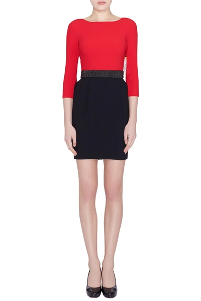 Pre-owned Alice And Olivia Red And Black Crepe Ira Sheath Dress S