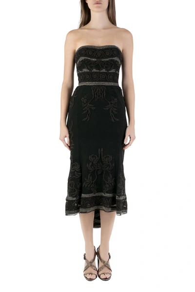 Pre-owned Temperley London Vintage Black Embroidered Beaded Tulle Strapless Dress S