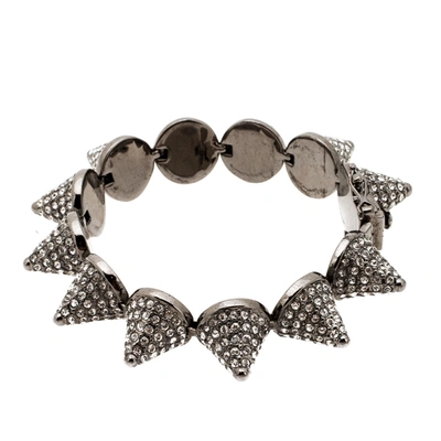 Pre-owned Eddie Borgo Crystal Pave Cone Gunmetal Tone Link Bracelet In Grey