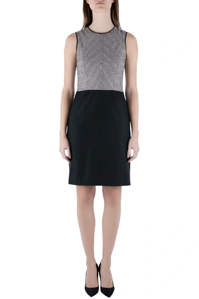 Pre-owned Derek Lam Houndstooth Bodice Colorblock Sleeveless Wool Dress S In Multicolor