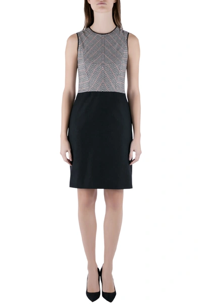 Pre-owned Derek Lam Houndstooth Bodice Colourblock Sleeveless Wool Dress S In Multicolor