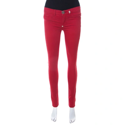 Pre-owned Philipp Plein Devil's Food Red Stretch Cotton Jegging Xs