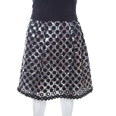 Pre-owned Marc Jacobs Black And Silver Sequin Embellished Pleated A Line Skirt S