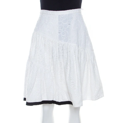 Pre-owned N°21 White Cotton Lace Paneled A Line Skirt S