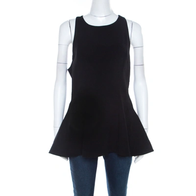 Pre-owned Prabal Gurung Black Wool Peplum Sleeveless Blouse L