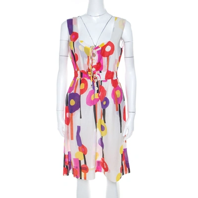 Pre-owned Just Cavalli Multicolor Geometric Print Cotton Voile Sleeveless Dress M