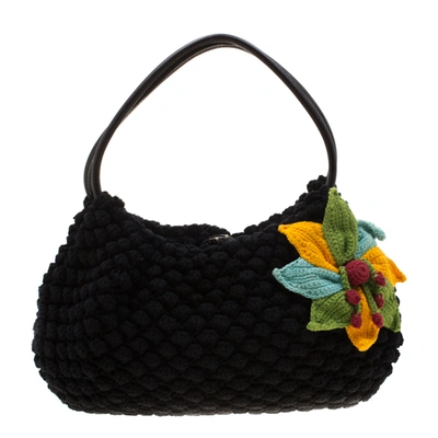 Pre-owned Sonia Rykiel Multicolor Floral Crochet Hobo In Black