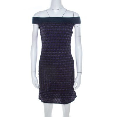 Pre-owned M Missoni Multicolor Patterned Lurex Knit Off Shoulder Dress M
