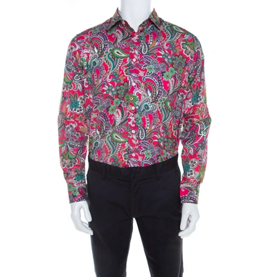 Pre-owned Etro Pink Paisley Printed Cotton Long Sleeve Shirt L