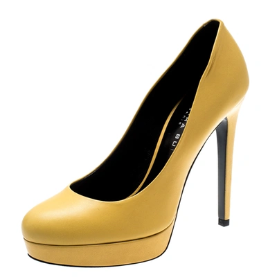 Pre-owned Barbara Bui Yellow Leather Platform Pumps Size 38