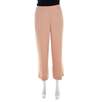 Pre-owned Escada Desert Rose Pink Crepe Tailored Torill Straight Trousers M