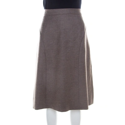 Pre-owned Escada Pine Brown Wool Tailored Rubla A Line Skirt M