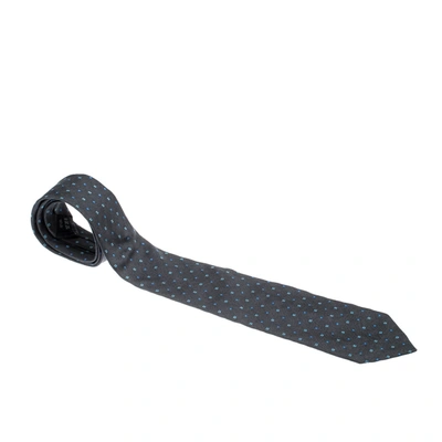 Pre-owned Dunhill Charcoal Grey Silk Jacquard Square Pattern Tie