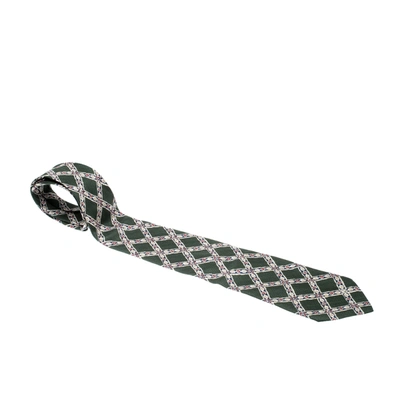 Pre-owned Dunhill Olive Green Argyle Pattern Silk Tie