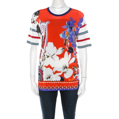 Pre-owned Etro Multicolor Abstract Print Stretch Knit Top S