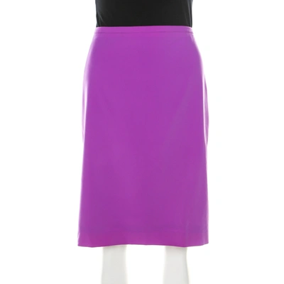 Pre-owned Hugo Boss Purple Crepe Ranina Pencil Skirt L
