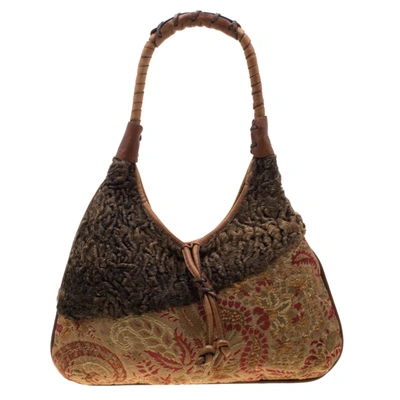 Pre-owned Etro Multicolor Fur And Jacquard Hobo