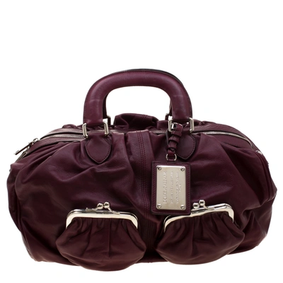 Pre-owned Dolce & Gabbana Burgundy Leather Miss Curly Bag