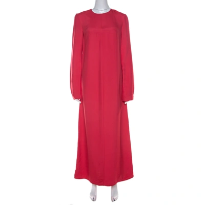Pre-owned Marni Hot Pink Paneled Button Detail Long Sleeve Maxi Dress S