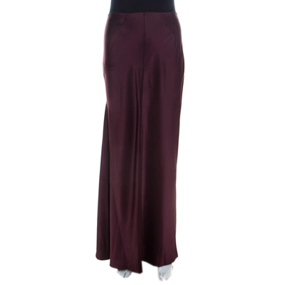 Pre-owned Joseph Aubergine Purple Satin Silk Theo Maxi Skirt M