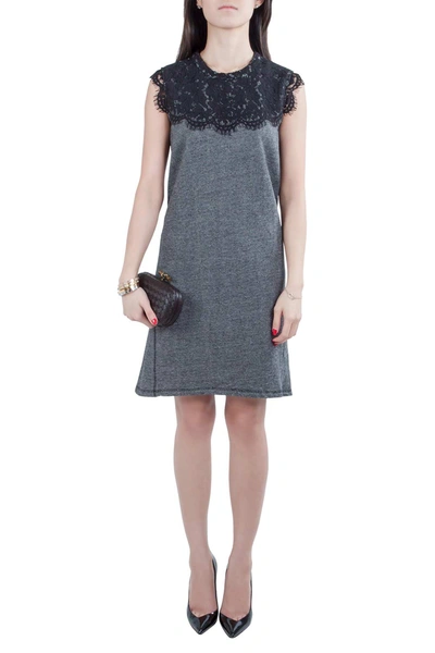 Pre-owned Sea Grey Wool And Lace Neckline Detail Sleeveless Dress S