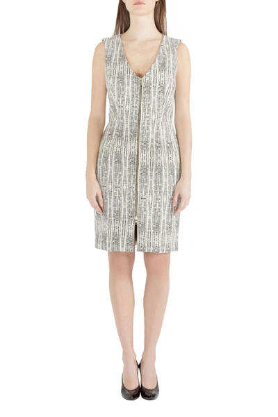 Pre-owned L Agence L'agence X Intermix Monochrome Abstract Eva Print Sleeveless Sheath Dress M In White