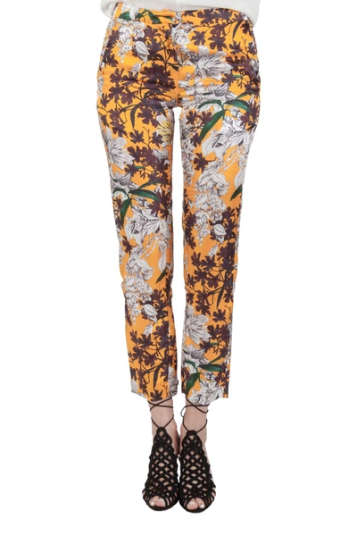 Pre-owned Msgm Orange Floral Print Sateen Relaxed Fit Tapered Trousers S