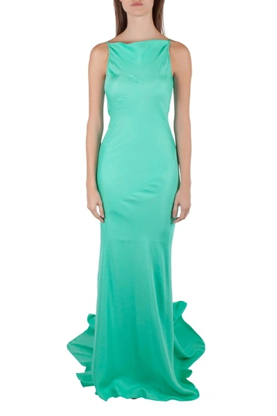 Pre-owned Gareth Pugh Aqua Green Silk Sleeveless Column Gown S