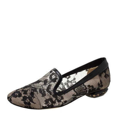 Pre-owned Nicholas Kirkwood Black Lace Casati Ballet Flats Size 36