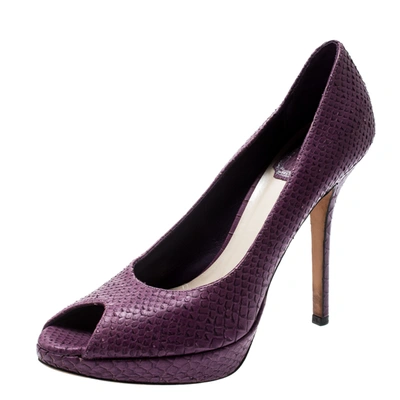 Pre-owned Dior Peep Toe Platform Pumps Size 37.5 In Purple