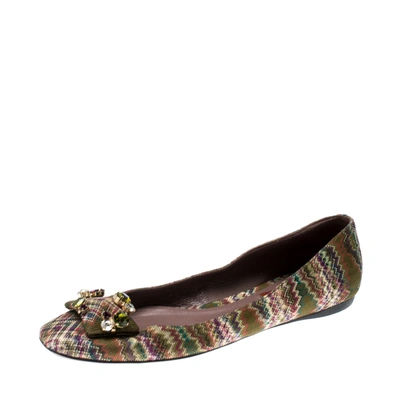Pre-owned Missoni Multicolor Knit Fabric Embellished Ballet Flats Size 37